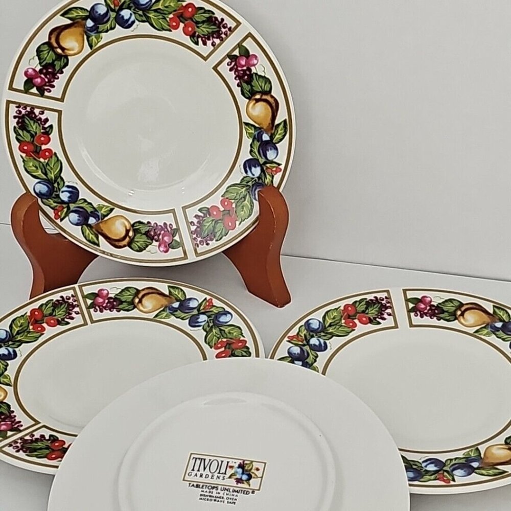 Tabletops Unlimited Tivoli Gardens Bread Dessert Plates 6" set-4 fruit - Picture 6 of 9